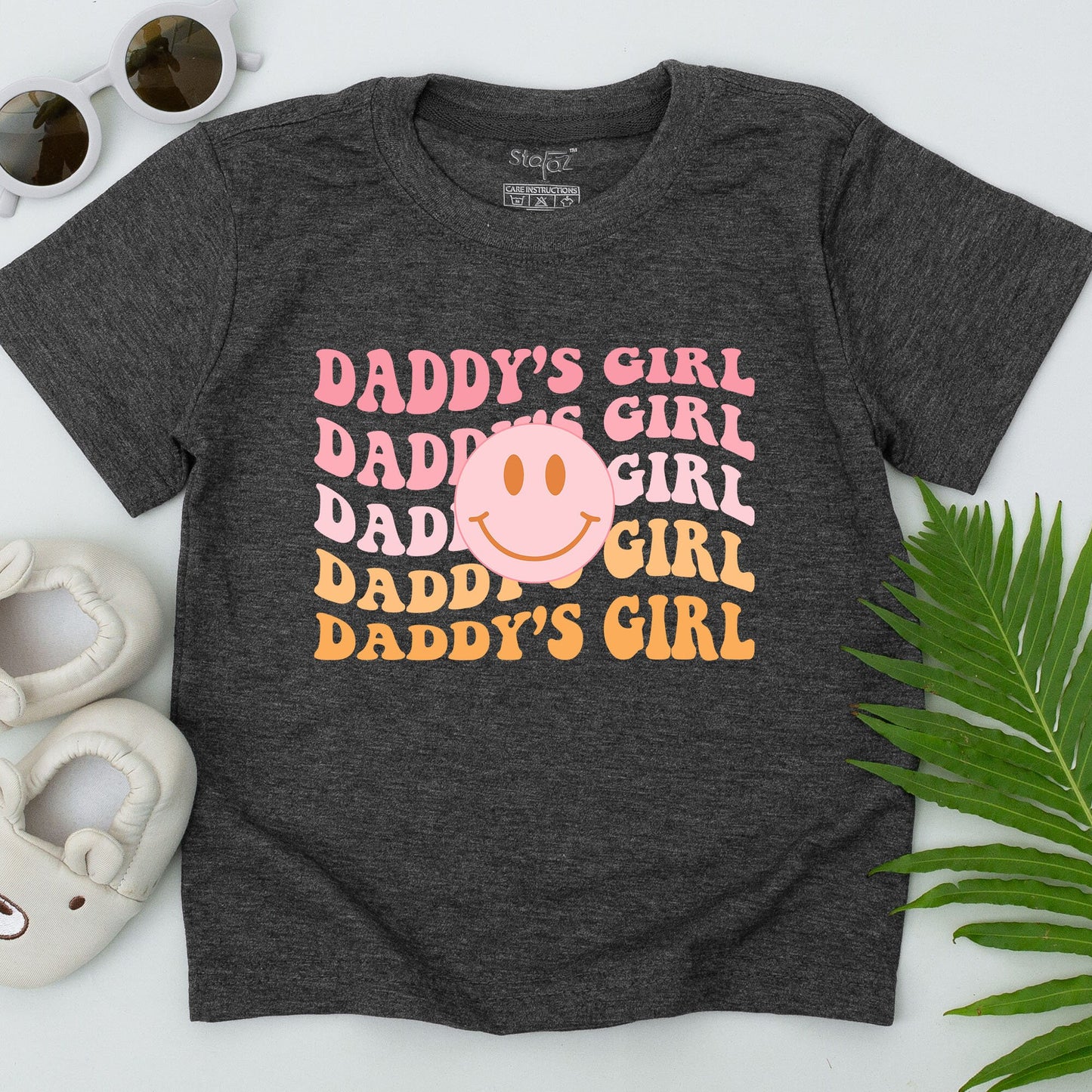 Daddy's Girl Toddler T-Shirt Wavy Retro Design Sweet Father Daughter Baby Outfit Perfect Baby Shower or Father's Day Gift Cotton Comfort