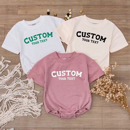 Personalized Baby Romper & Toddler Tee - Custom Text Family Outfits