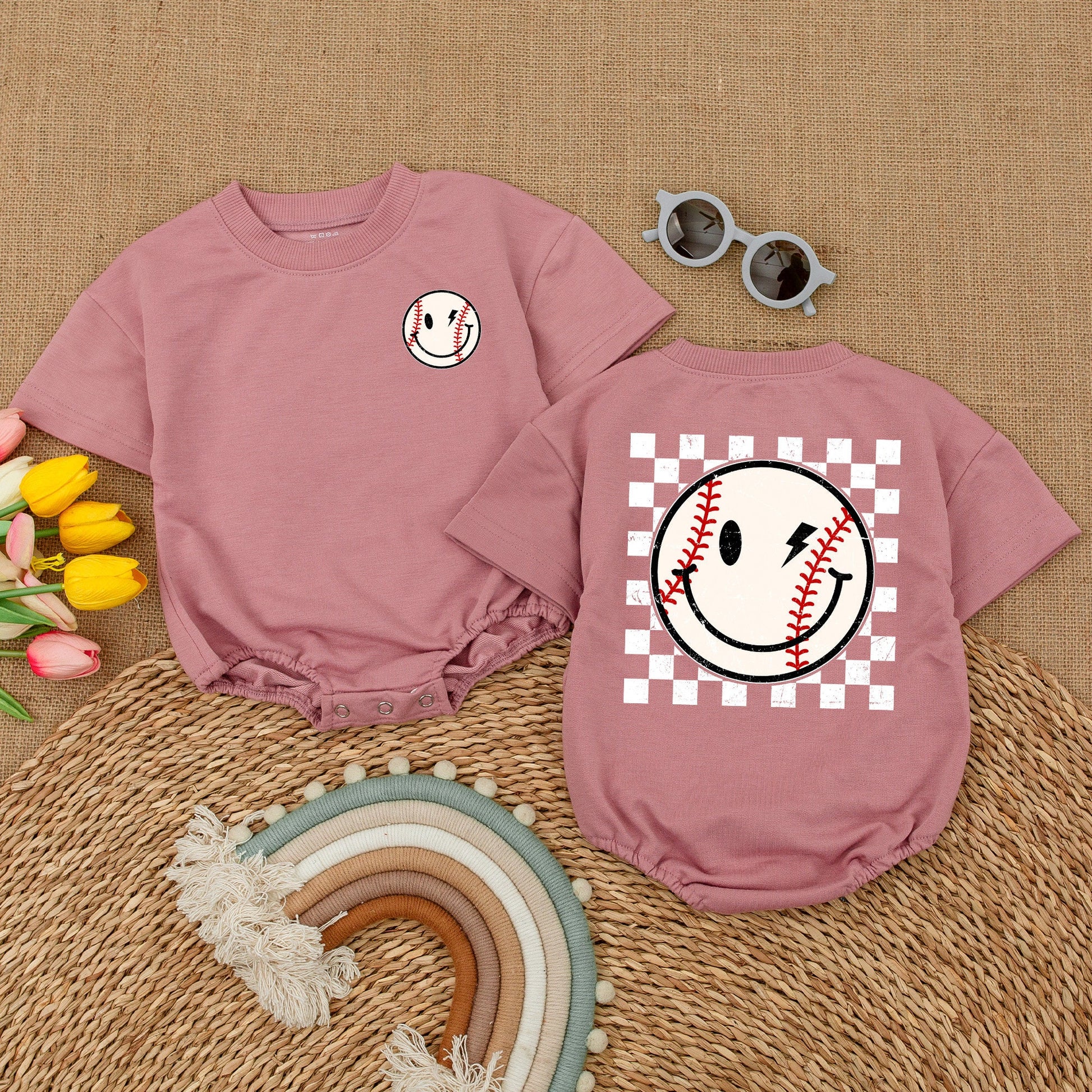Retro Checkered Baseball Romper – Perfect Baby Shower Gift Idea