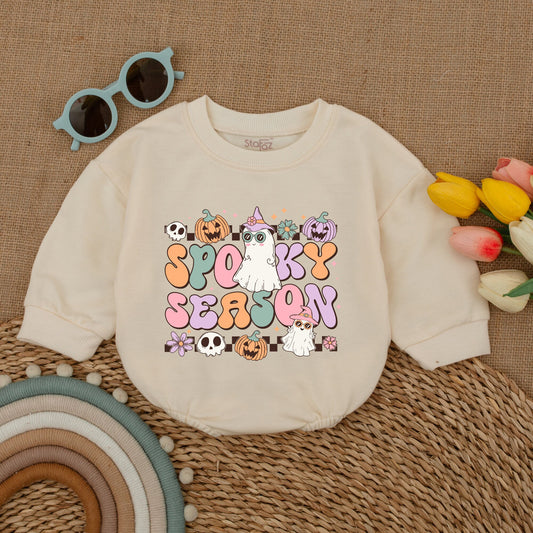 Halloween Ghost Romper, Cute Baby Bodysuit, Spooky Season Gift