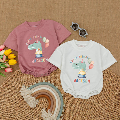 Safari Party Animal Romper: Zoo Theme Birthday Bodysuit Outfit