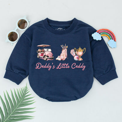 Daddy's Little Caddy Romper, Future Golfer Baby Girl Outfit, Pink Golf Announcement, Father's Day Gift for Baby, Golfing Buddy Bodysuit (138 chars)