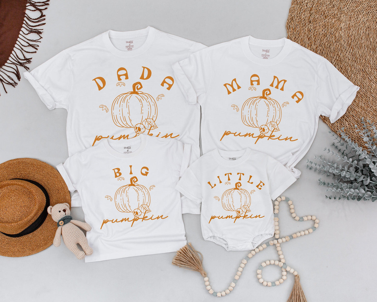 Retro Pumpkin Family Shirts, Matching Halloween Costume, Fall Baby Gear