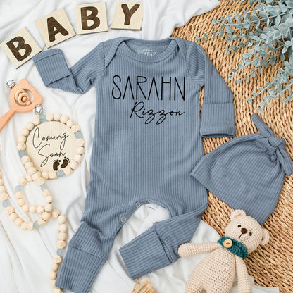 Sarahn Rizzon Personalized Baby Romper Silky Soft Newborn Going Home Outfit Custom Name Long Sleeve Bodysuit Girl Boy Shower Gift Unique Keepsake 135 ch