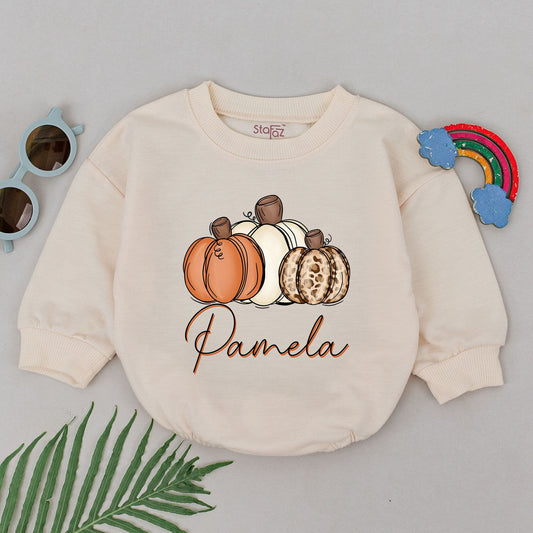 Custom Pumpkin Romper for Girls – Fall Baby Shower or Thanksgiving