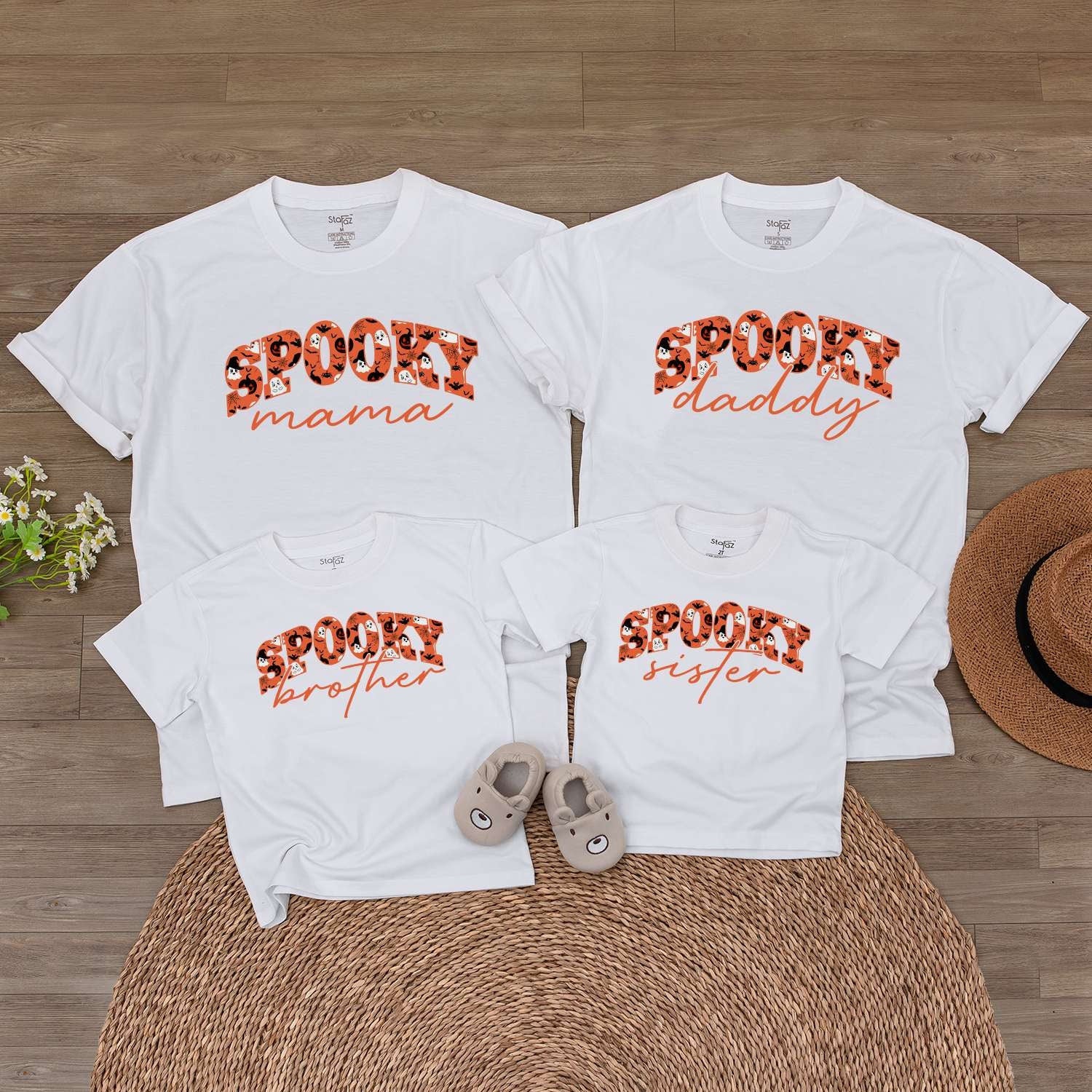 Matching Family Fall Outfit: Baby Romper, Kid’s Tee, Spooky Costume