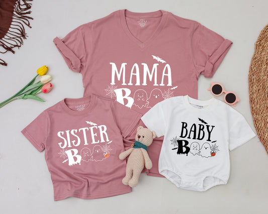 Boo Family Halloween Shirts Daddy Mommy Baby Boo Vintage Matching Outfits Cozy Cotton Fall Holiday Costume