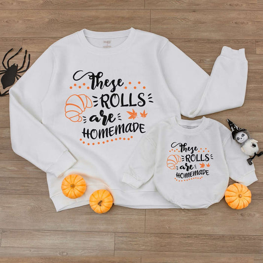 These Rolls Are Homemade Baby Bodysuit Fall Thanksgiving Halloween Outfit Cute Pumpkin Newborn Romper Soft Cotton Shirt
