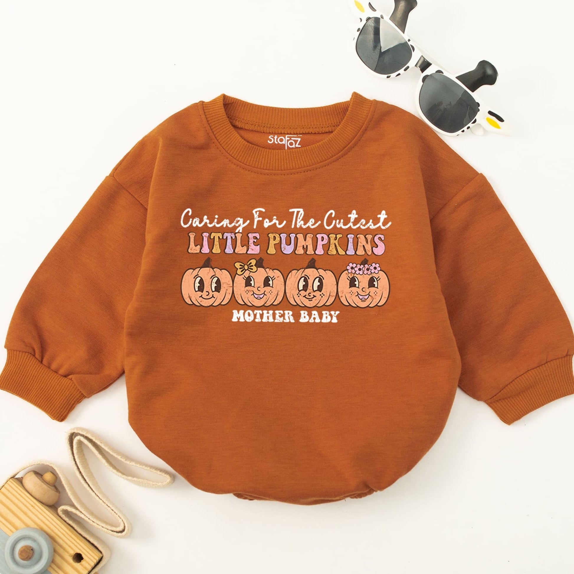 Charming Pumpkin Fall Baby Romper - Cute Thanksgiving Baby Outfit  