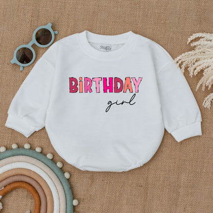 Pink Bubble Romper Bodysuit – Retro Newborn Girl Outfit & Sweater  