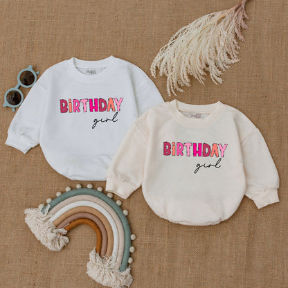 Pink Bubble Romper Bodysuit – Retro Newborn Girl Outfit & Sweater  