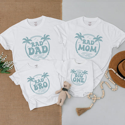 Rad Dad's Big One Birthday Outfit! Matching Surf Family Shirts, Ocean Waves 1st Birthday Boy Bodysuit, Catch a Wave Surfer Dad Tee, Family Fun 139