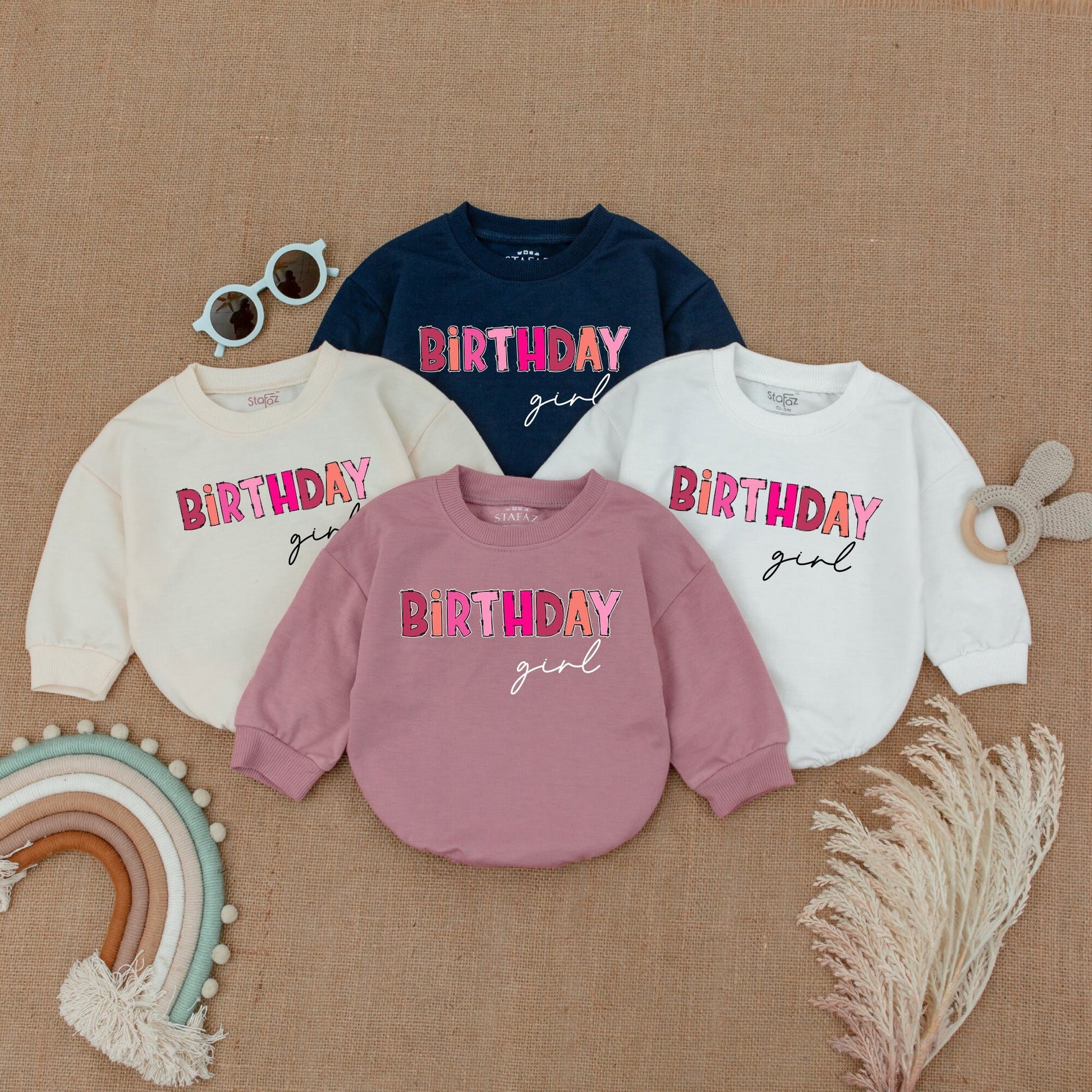 Pink Bubble Romper Bodysuit – Retro Newborn Girl Outfit & Sweater  