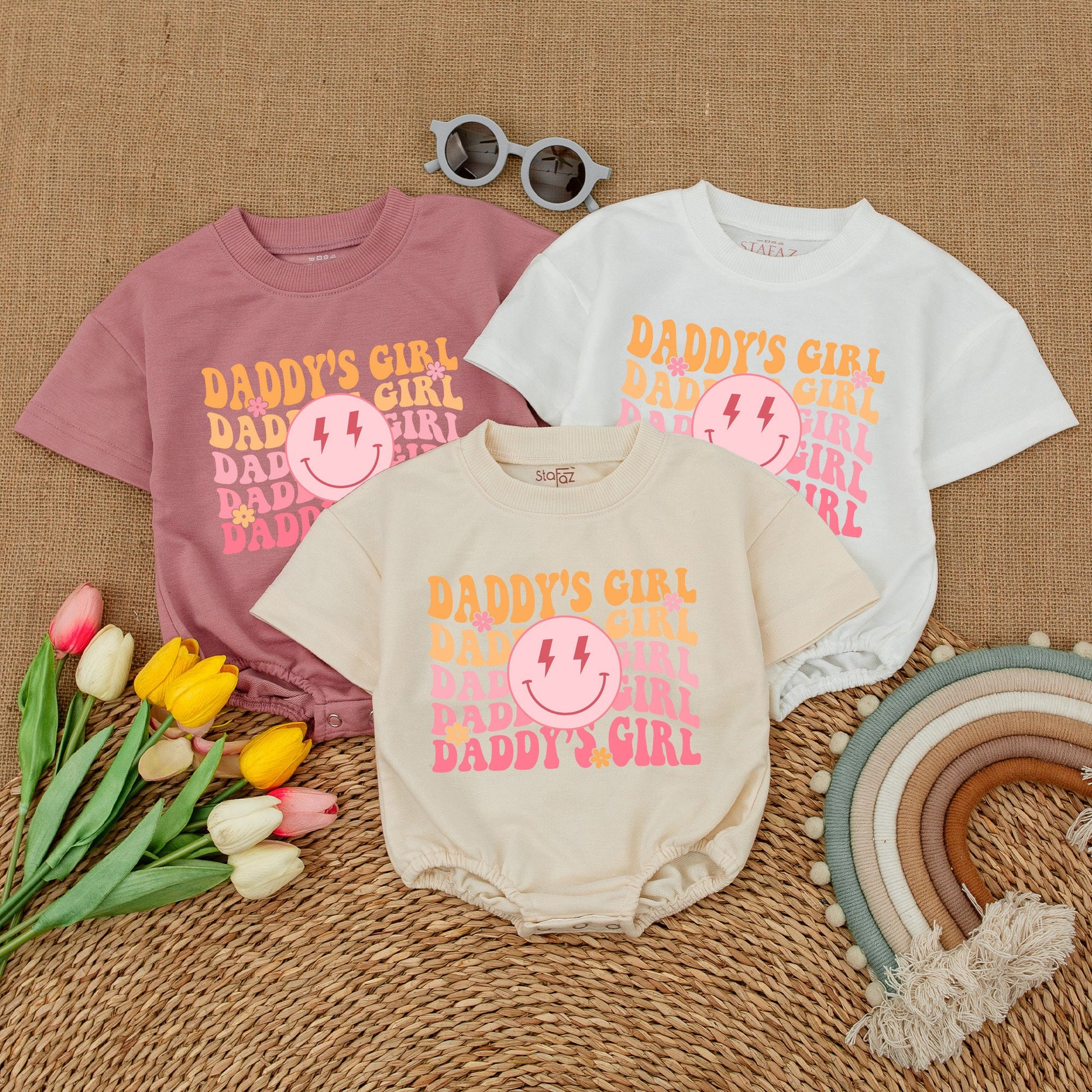 Daddy's Girl Romper & Smile Face Bodysuit: Father's Day Baby Outfit