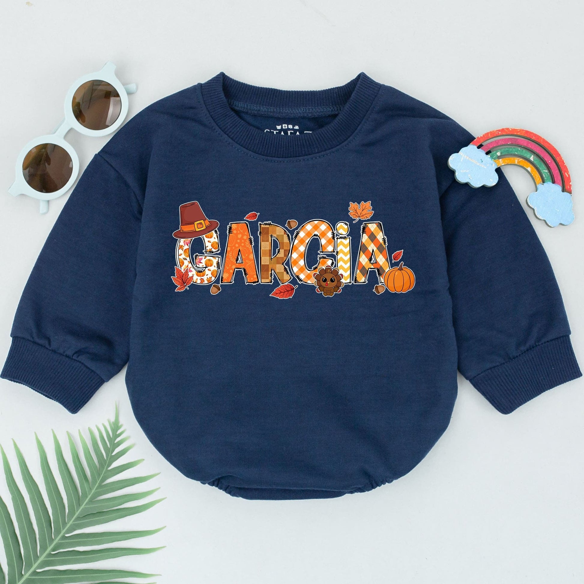 Custom Baby Thanksgiving Romper: Pumpkin, 1st Birthday Outfit