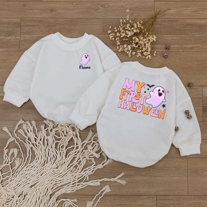 Personalized Halloween Baby Outfit - Cute Ghost & Pumpkin Romper