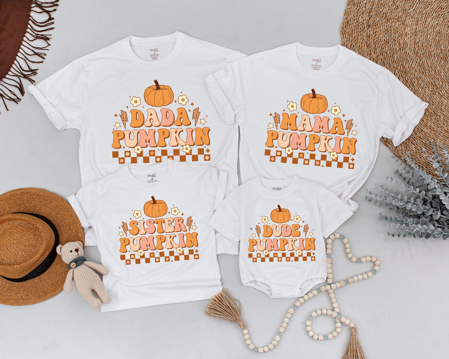 Matching Retro Pumpkin Family Shirts - Halloween & Fall Outfit