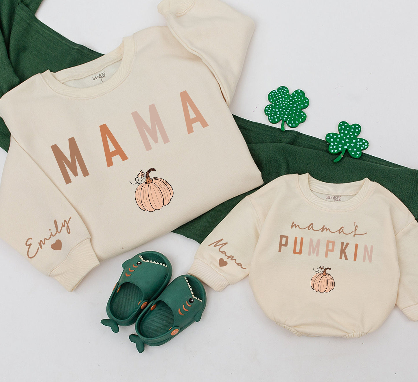 Mama and Mamas Pumpkin Matching Fall Sweatshirts for Mom and Baby Cozy Cute Autumn Outfits
