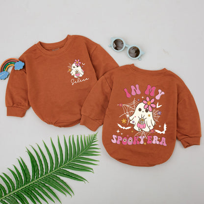 Personalized In My Spooky Era Romper Cute Cartoon Ghost Halloween Baby Girl Outfit Newborn First Halloween Gift