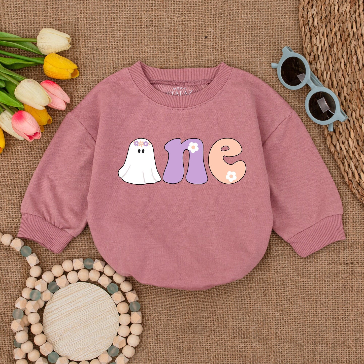 Groovy Spooky One Halloween Ghost Baby Romper - First Birthday Outfit Fall Baby Shower Gift Bubble Romper for Baby Girl