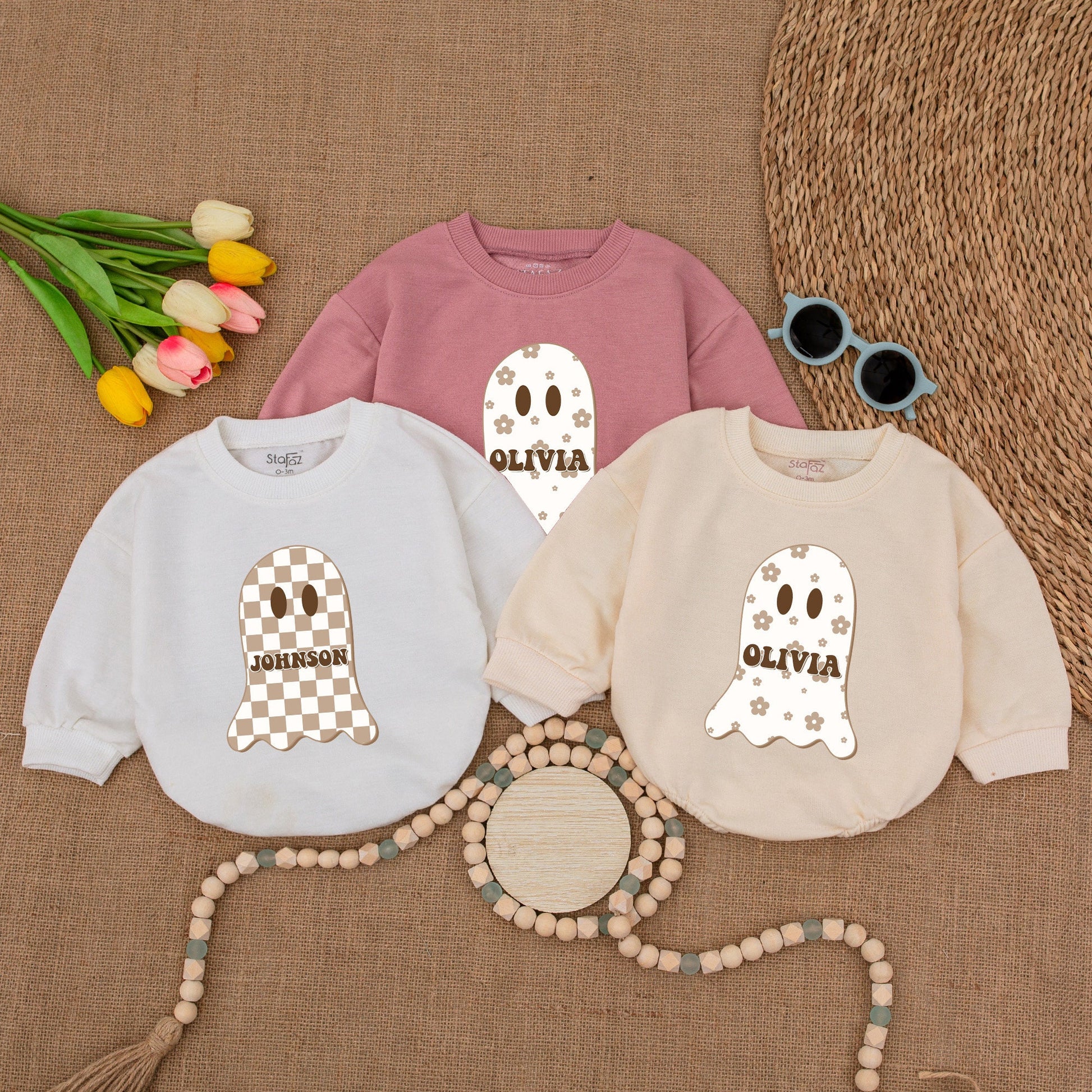 Personalized Cute Boo Baby Romper - Halloween Ghost Fall Outfit