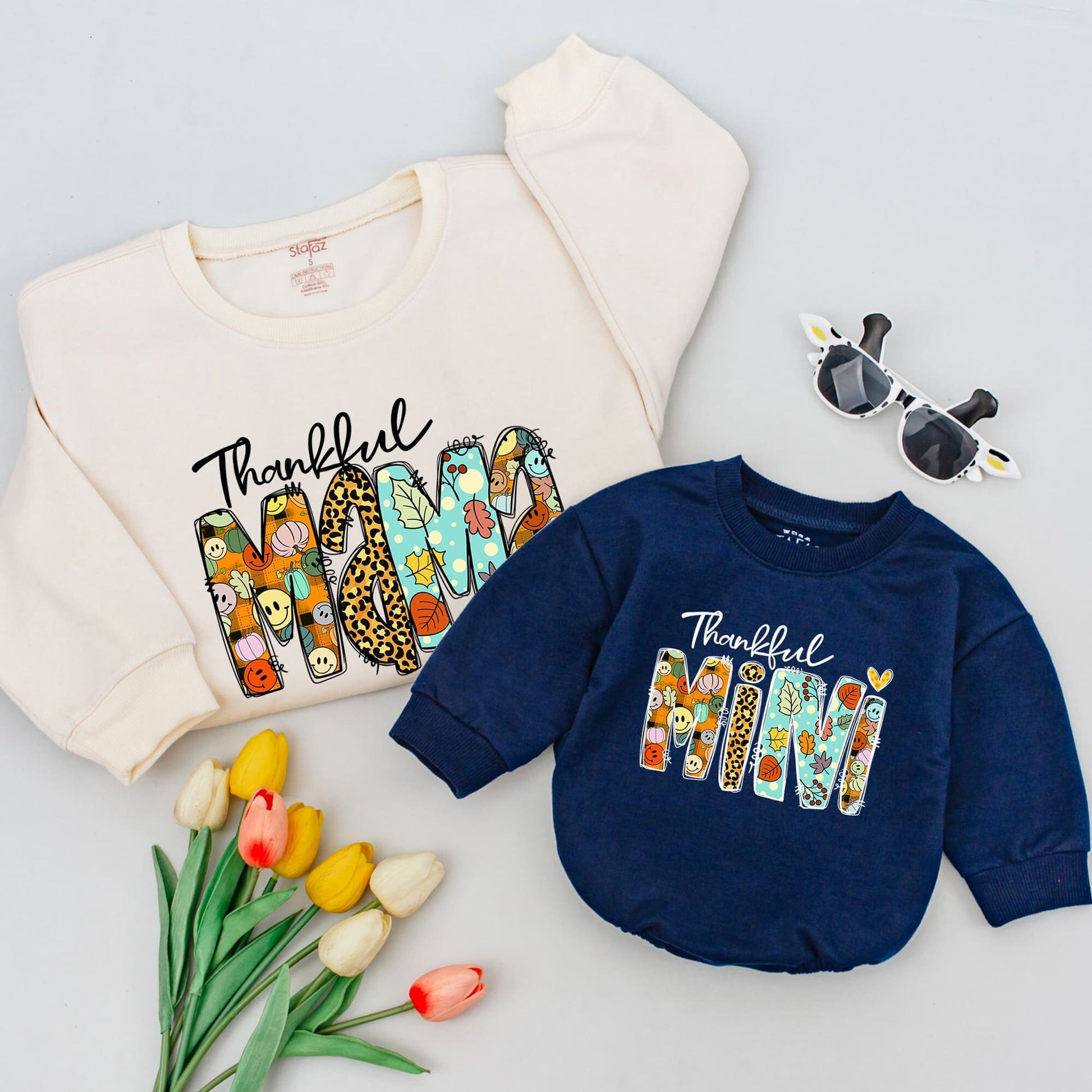 Thankful Family Matching Sweatshirts for Mom and Children Thanksgiving