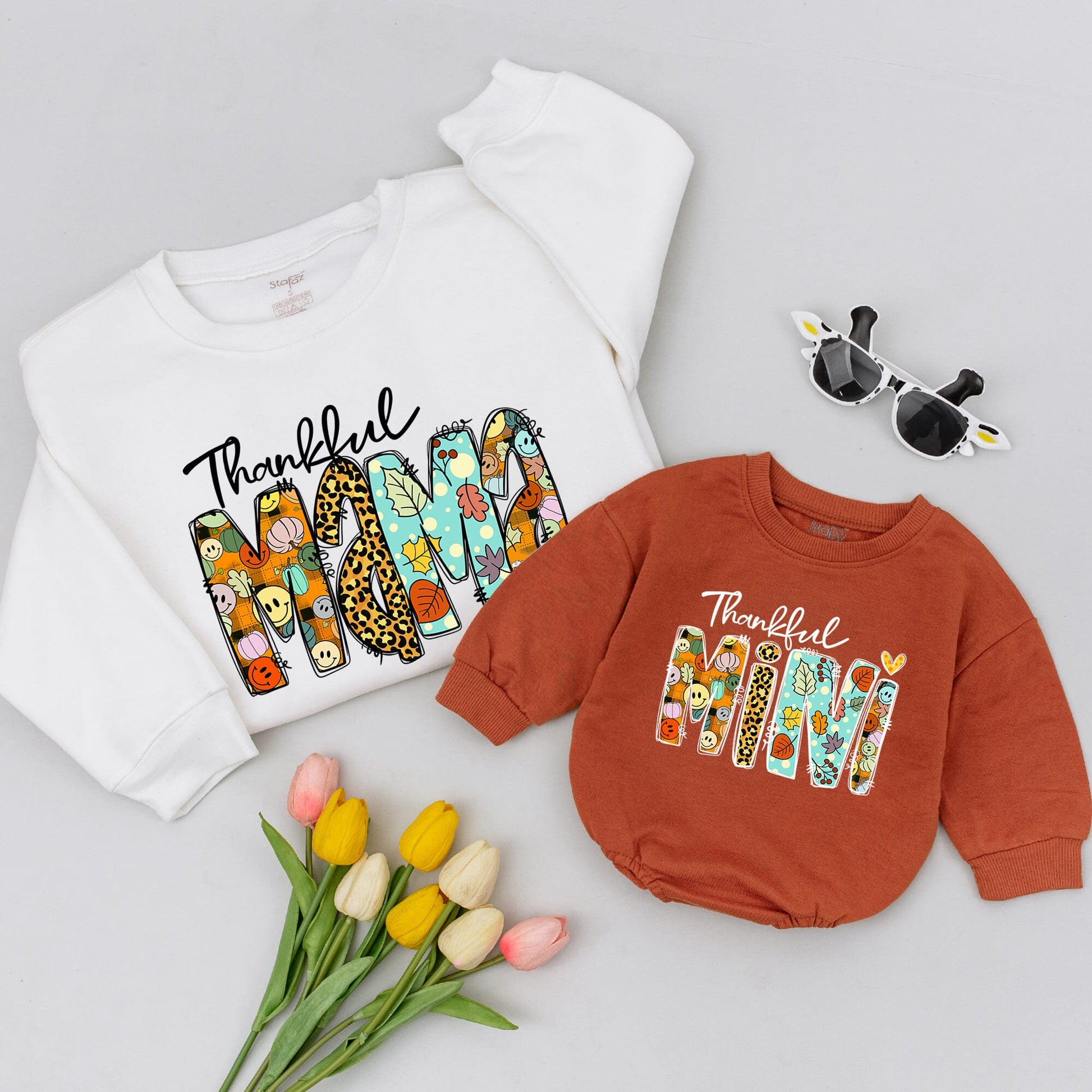 Thankful Family Matching Sweatshirts for Mom and Children Thanksgiving