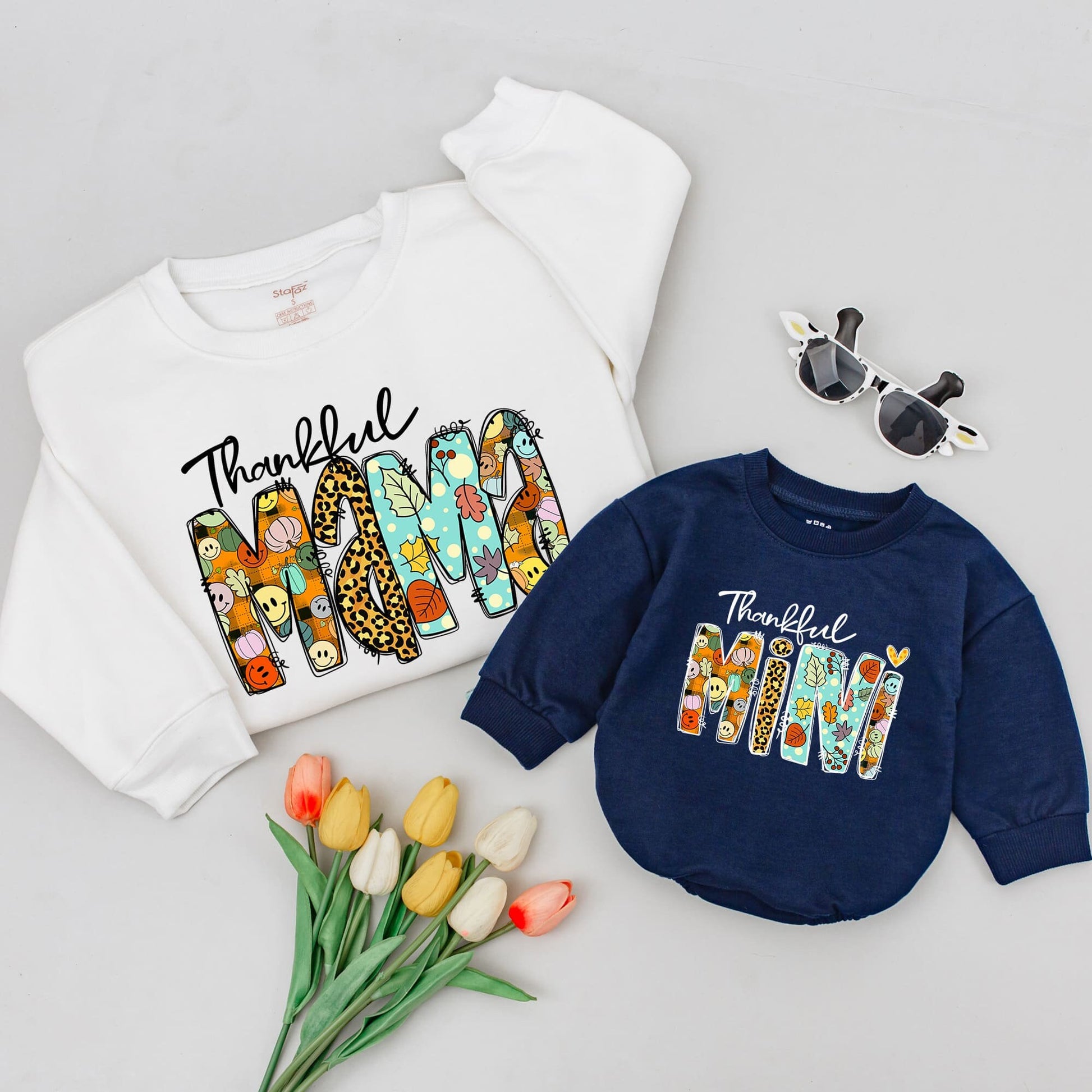 Thankful Family Matching Sweatshirts for Mom and Children Thanksgiving