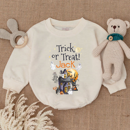 First Halloween Bubble Romper, Pumpkin Bodysuit, Baby Shower Gift