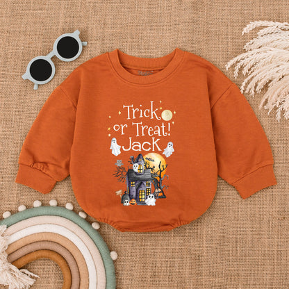 First Halloween Bubble Romper, Pumpkin Bodysuit, Baby Shower Gift
