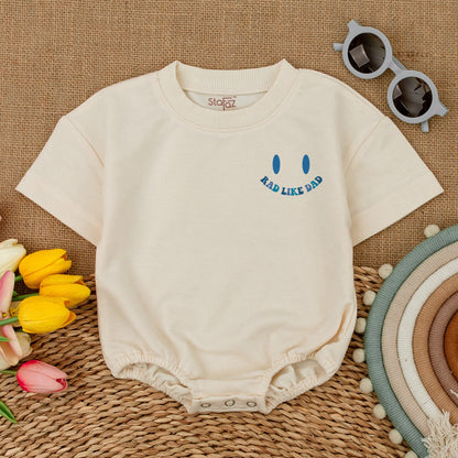 Rad Like Dad Romper Baby Bodysuit for Boys Toddler Shirt Smiley Face Fun Outfit Gift for New Dad New Baby Celebration Clothes Casual Cotton Comfortable