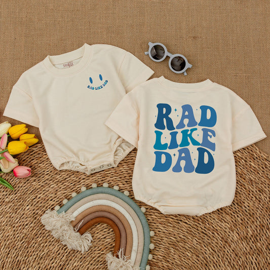 Rad Like Dad Toddler Outfit Set: Bodysuit, T-Shirt, and Romper