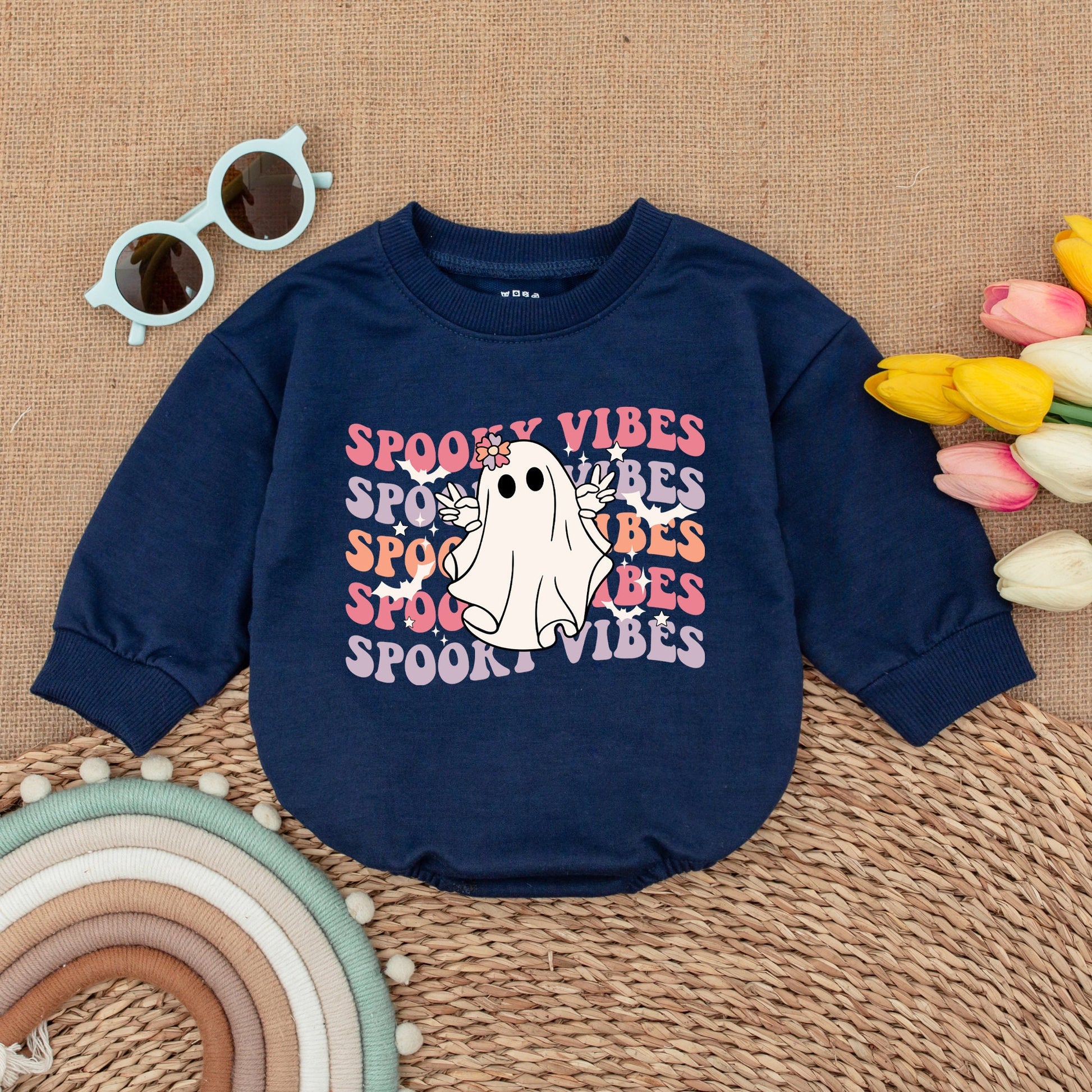 Cute Fall Baby Romper – Halloween Ghost Bodysuit for Girls