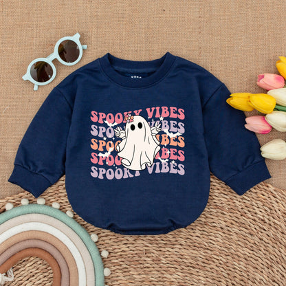 Cute Fall Baby Romper – Halloween Ghost Bodysuit for Girls