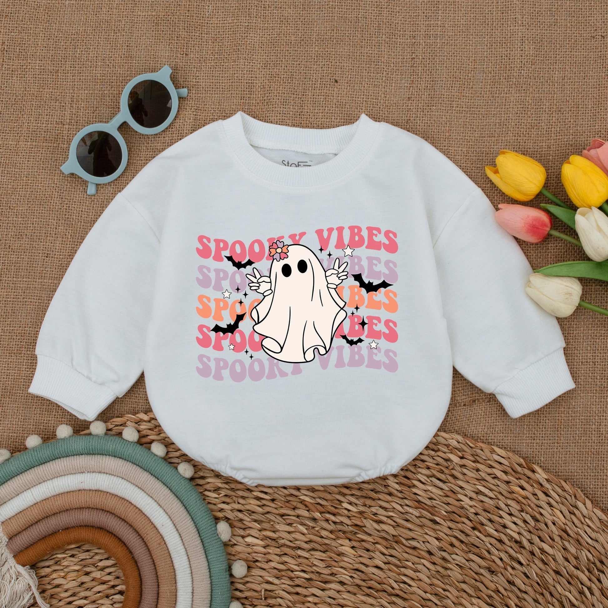 Cute Fall Baby Romper – Halloween Ghost Bodysuit for Girls