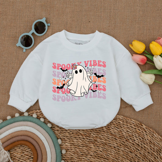 Cute Fall Baby Romper – Halloween Ghost Bodysuit for Girls