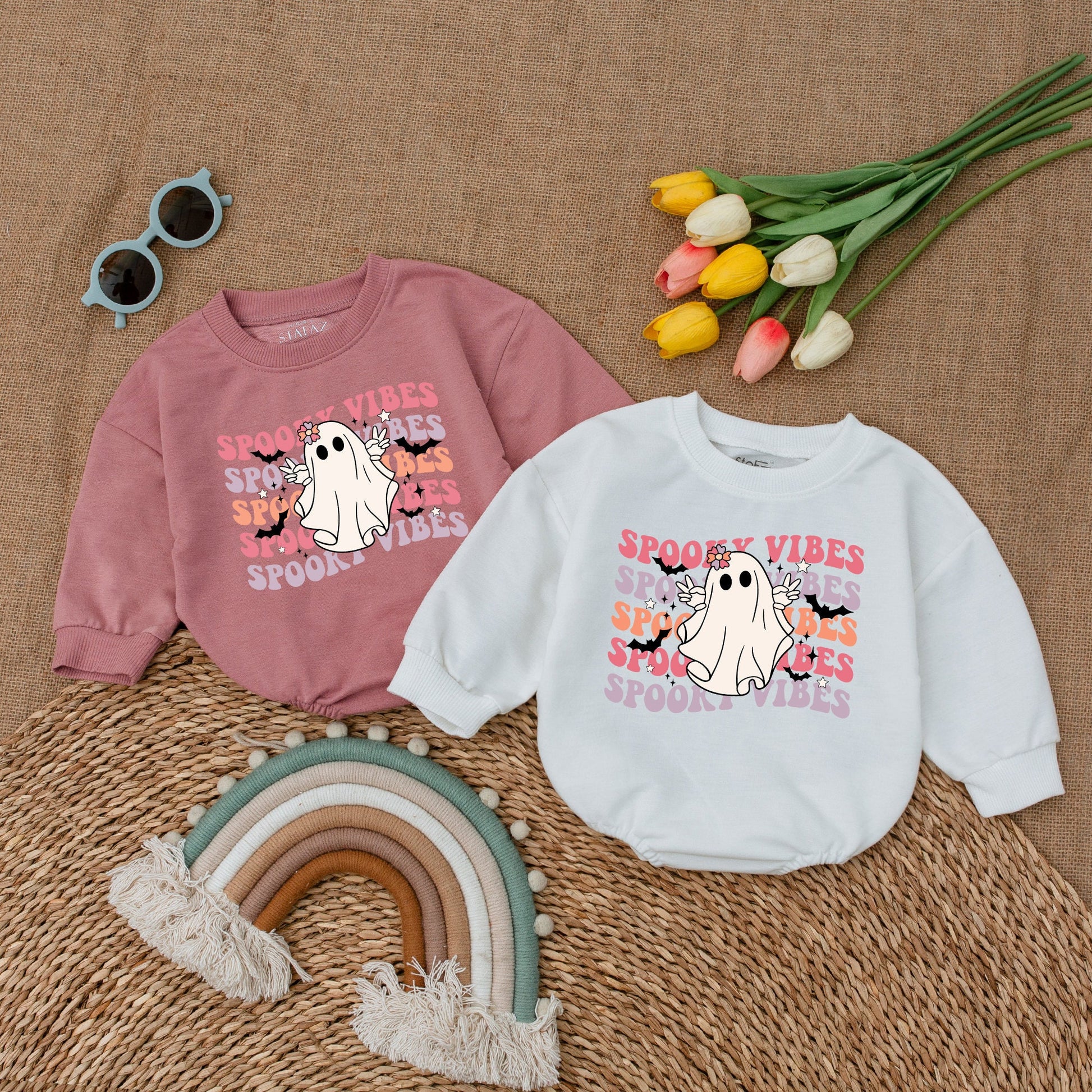 Cute Fall Baby Romper – Halloween Ghost Bodysuit for Girls