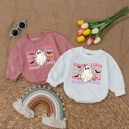 Cute Fall Baby Romper – Halloween Ghost Bodysuit for Girls