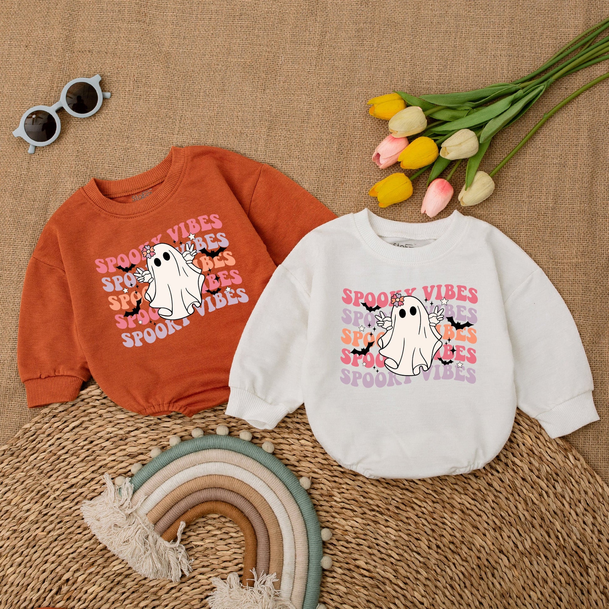 Cute Fall Baby Romper – Halloween Ghost Bodysuit for Girls