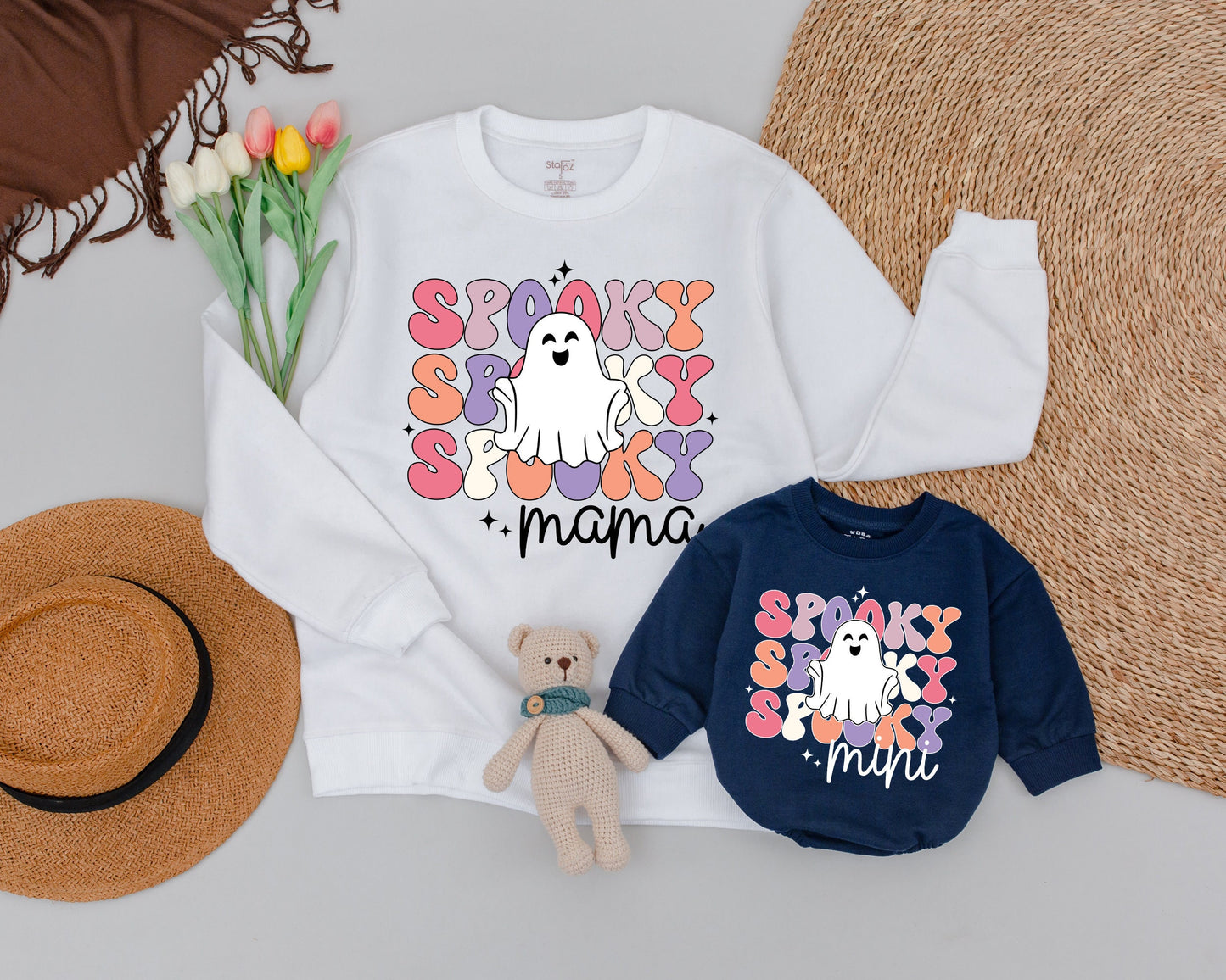 Cozy Halloween Family Sweaters: Mommy & Me Ghost Outfits Set