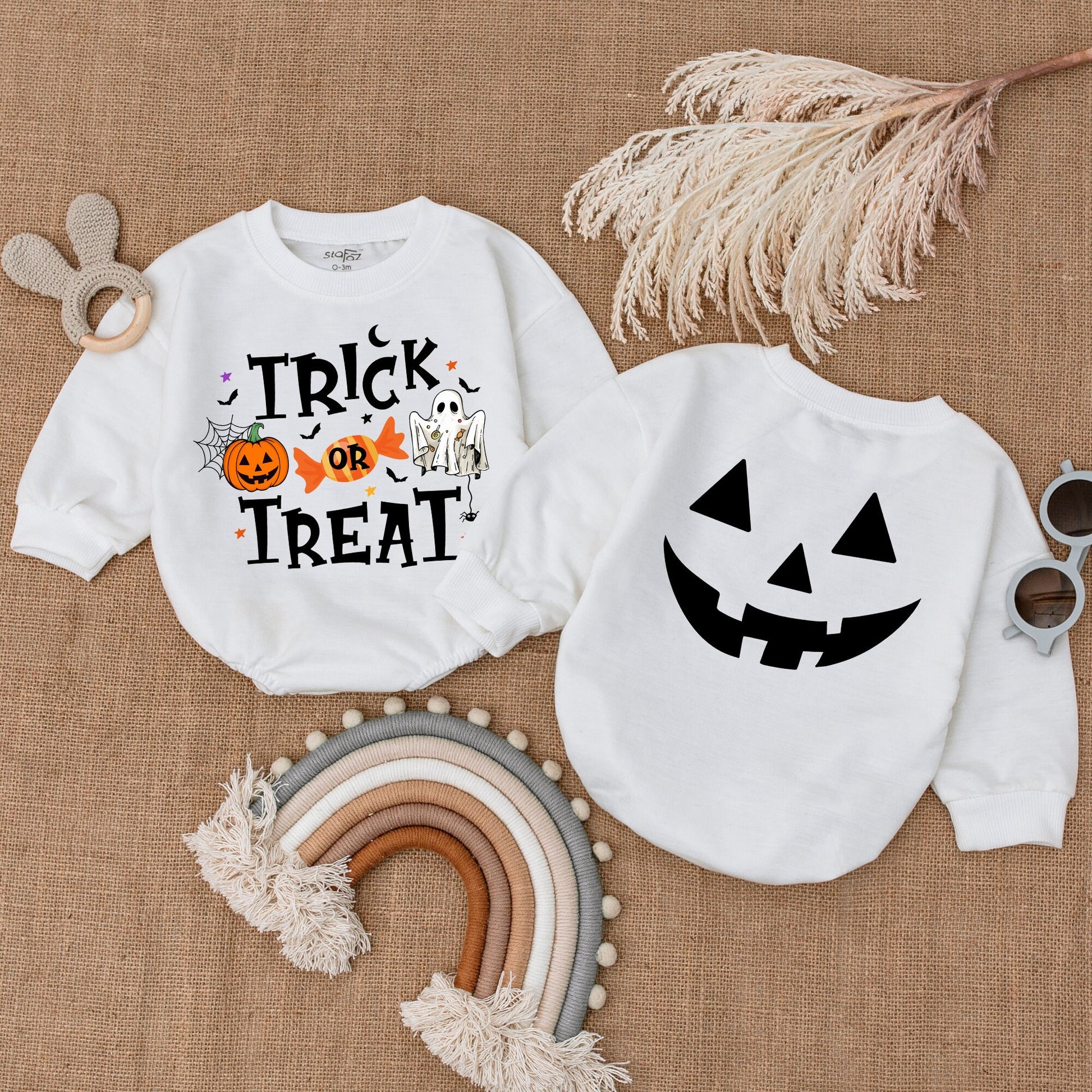 First Halloween Outfit: Pumpkin Bubble Romper & Bodysuit Set