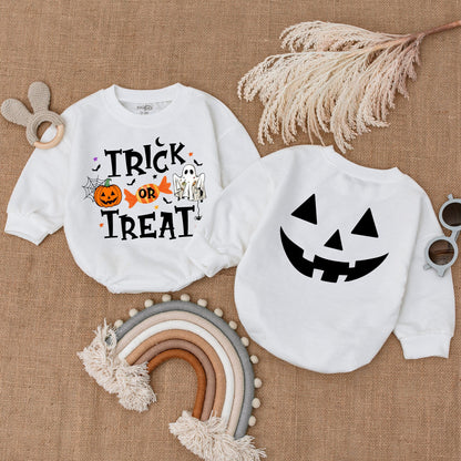 First Halloween Outfit: Pumpkin Bubble Romper & Bodysuit Set