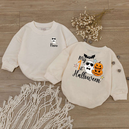 Personalized Halloween Baby Romper - Cute Ghost and Little Boo Outfit