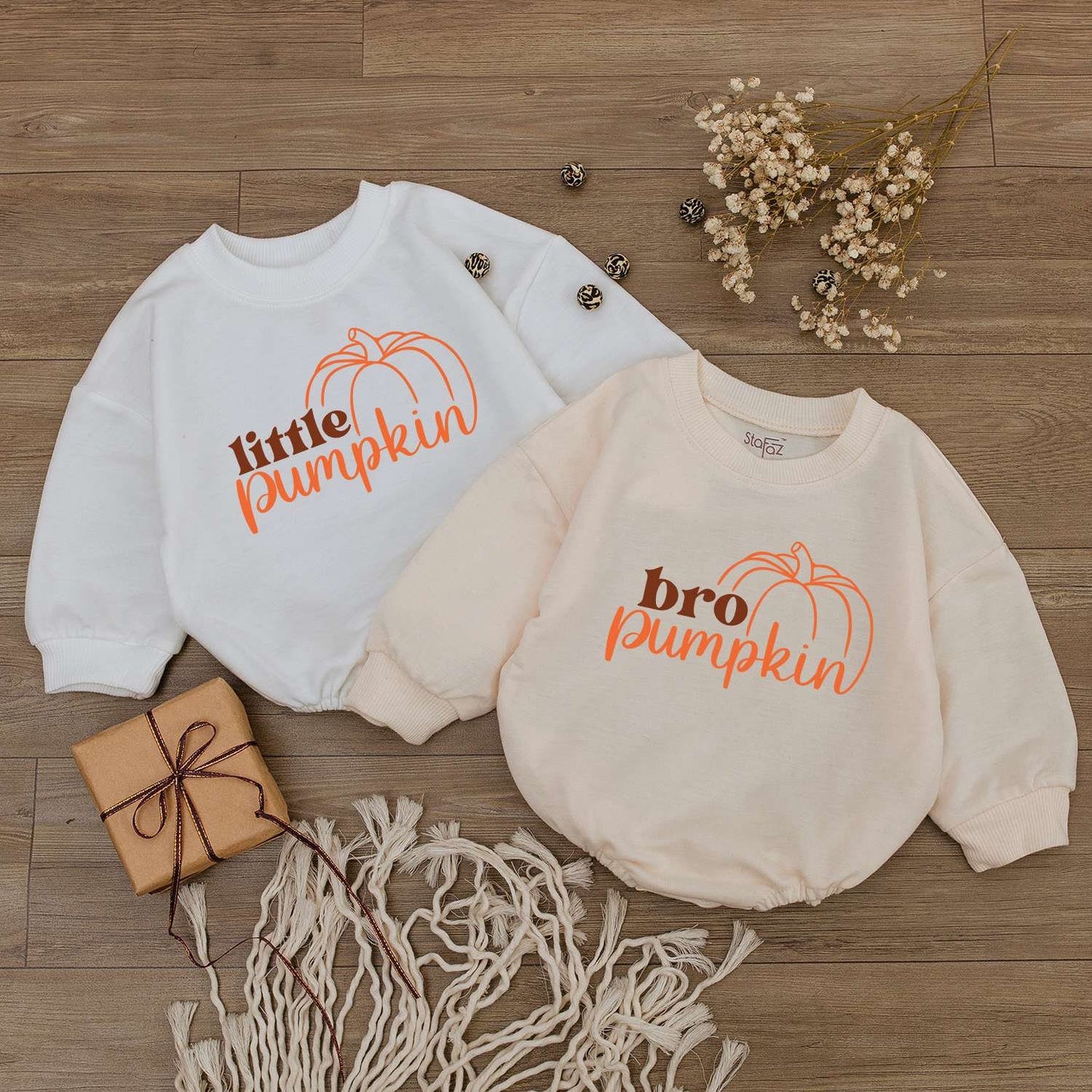 Pumpkin-Themed Baby Romper & Personalized Family Apparel