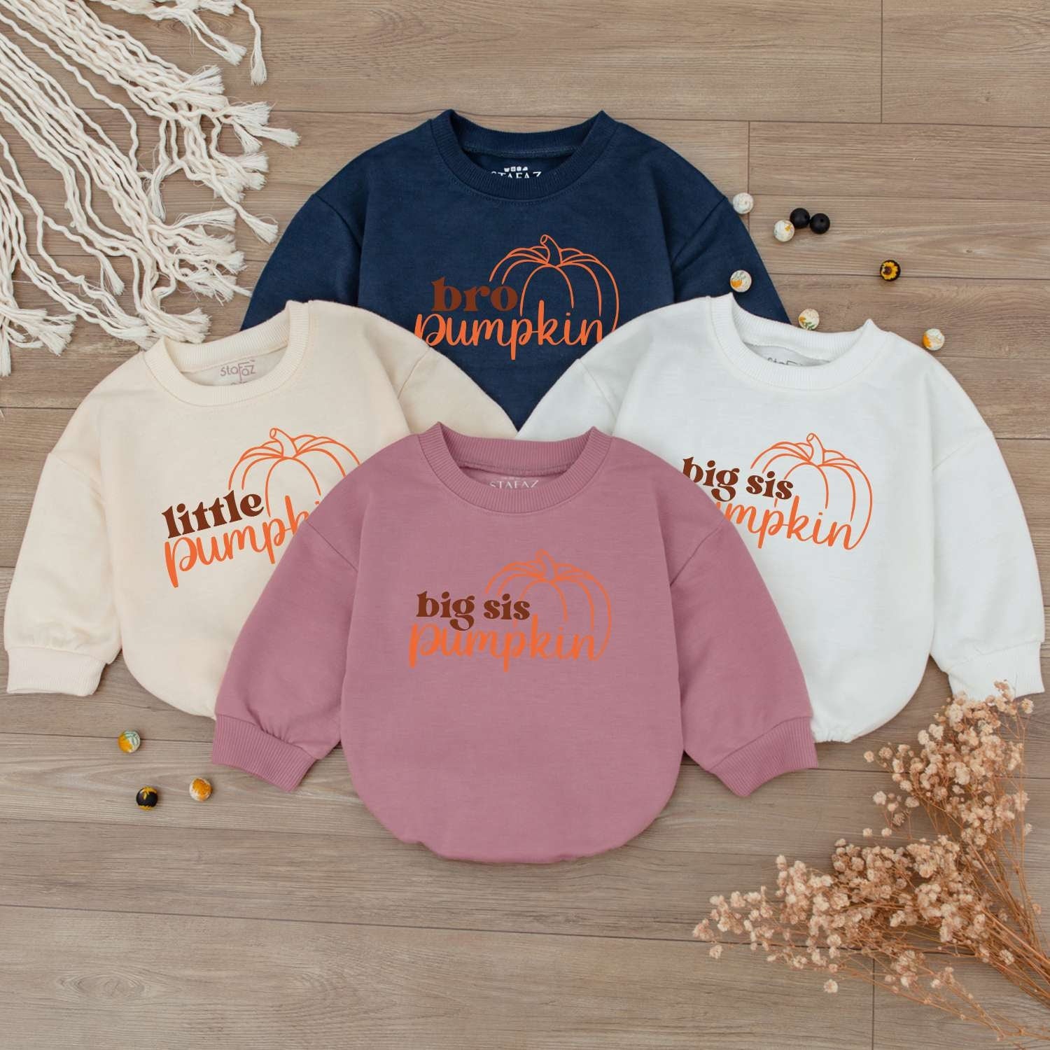 Pumpkin-Themed Baby Romper & Personalized Family Apparel