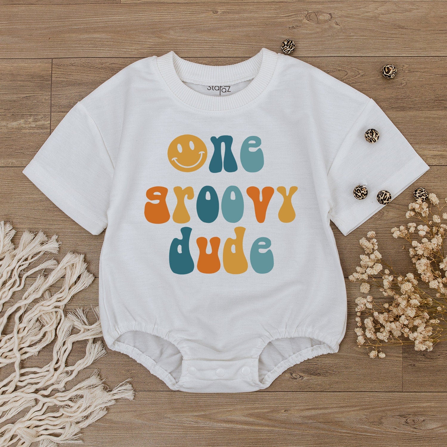 Groovy Retro Romper: 1st Birthday Outfit, Gender Neutral Gift