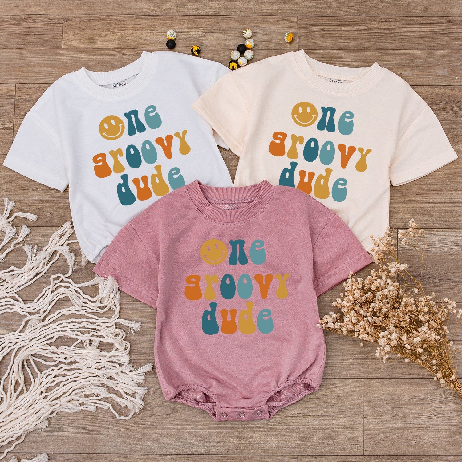 Groovy Retro Romper: 1st Birthday Outfit, Gender Neutral Gift