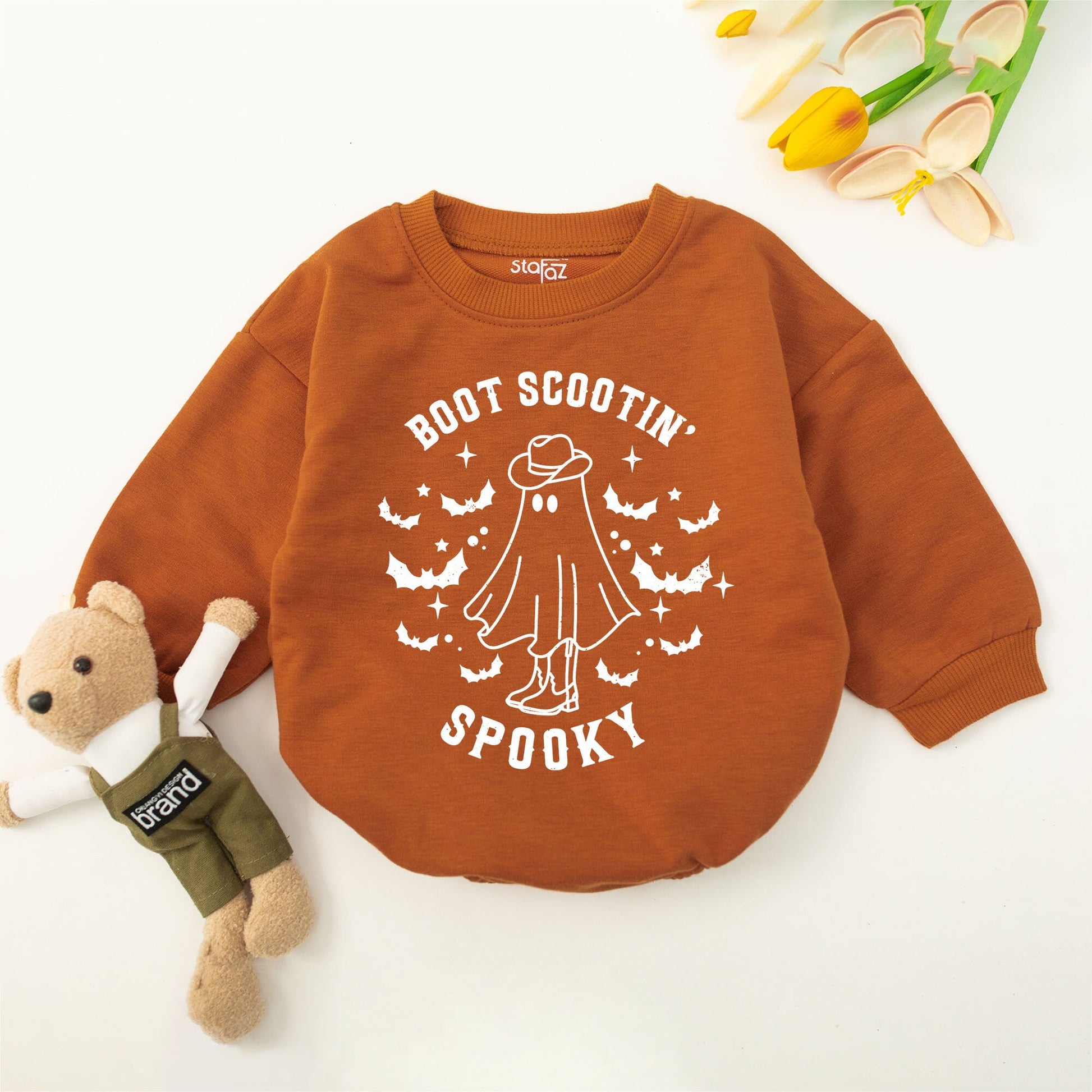 Spooky Cowboy Halloween Romper: Western Baby Outfit for Fall Fun