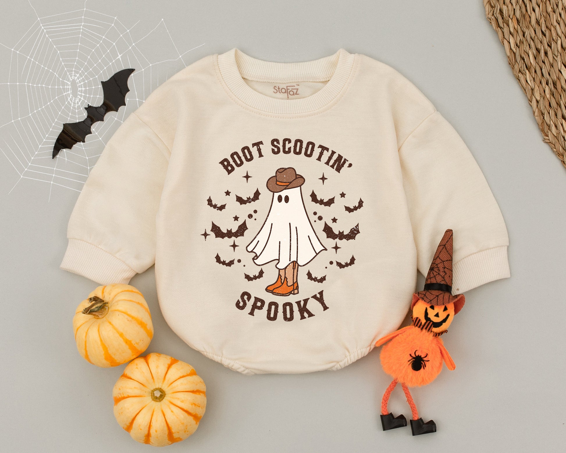 Spooky Cowboy Halloween Romper: Western Baby Outfit for Fall Fun