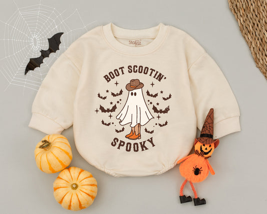 Spooky Cowboy Halloween Romper: Western Baby Outfit for Fall Fun